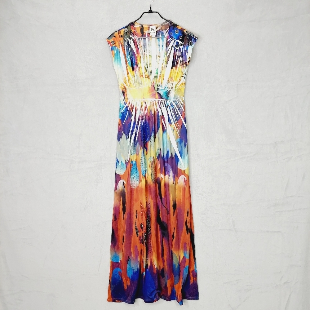 S-Twelve Multi Color Sleeveless Summer Maxi Dress P5403